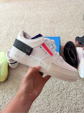 Nikew Air Force 1 Shadow White with Black & Pink Accent type